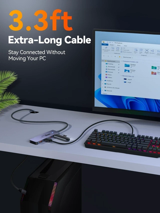 Alt view image 9 of 10 - USB C Hub 10Gbps, USB 3.2 Gen 2 HUB with 2*USB-C & A, Type C Multiport Adapter for MacBook Pro/Air, Acer Aspire, HP Laptops, iPad Pro, iPhone 15/15 Pro Max and More, 100cm(3.3Ft) Long Cable