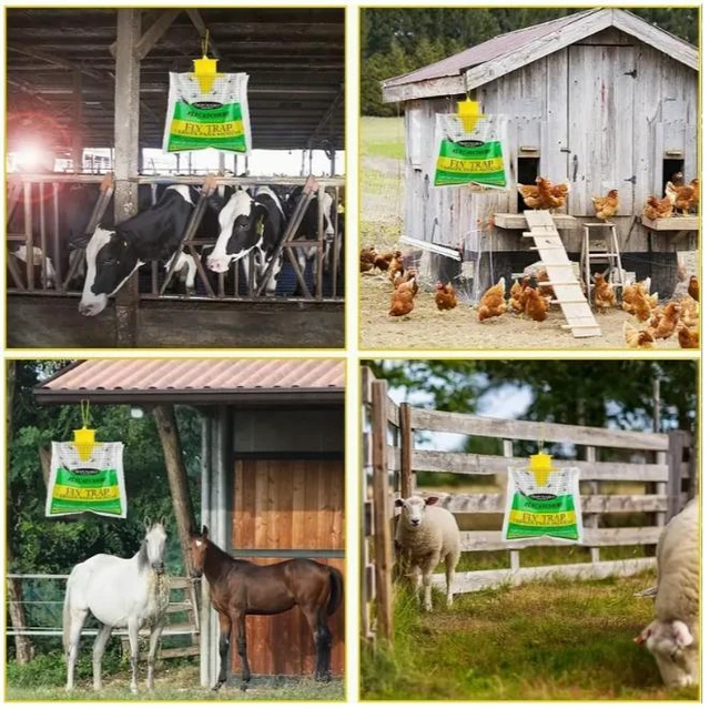 Alt view image 10 of 10 - 5 green fly traps, outdoor hanging foldable fly traps, fly capture bags