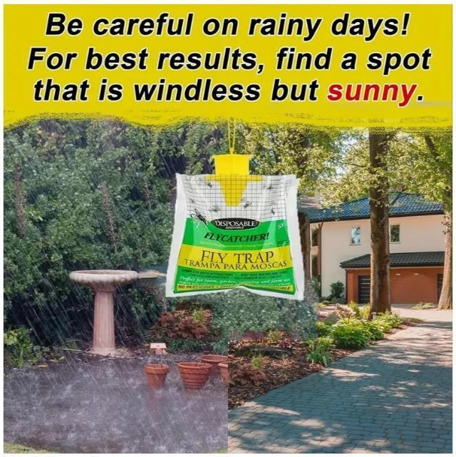 Alt view image 9 of 10 - 5 green fly traps, outdoor hanging foldable fly traps, fly capture bags