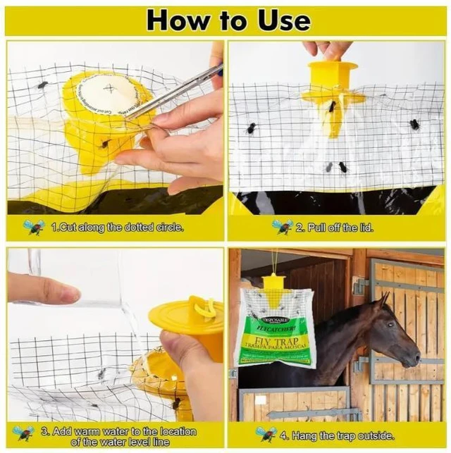 Alt view image 8 of 10 - 5 green fly traps, outdoor hanging foldable fly traps, fly capture bags