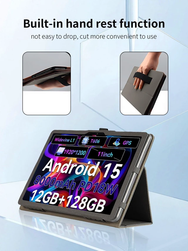 Alt view image 9 of 10 - Case for Headwolf WPad7 Tablet 11 inch Tablets,UYRUREL Leather Slim Folding Stand Cover with Hand Strap Magnet for Men Women Full Protection,Black.