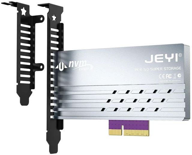 Alt view image 6 of 10 - JEYI PCIe 5.0 4X to M.2 NVMe Adapter Card - Aluminum Heatsink for Gen5 SSDs, 128Gbps PCIe 5.0 x4/x8/x16 Slot, High-Speed SSD Expansion Card for Gaming/Workstation PCs