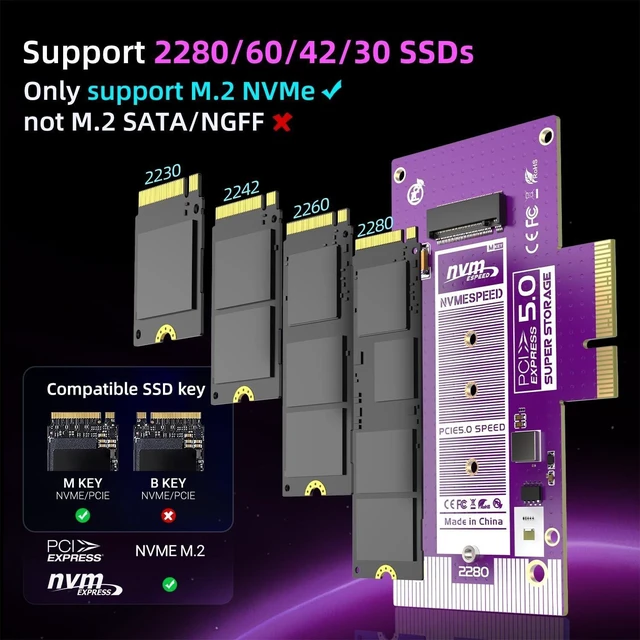 Alt view image 8 of 10 - JEYI PCIe 5.0 4X to M.2 NVMe Adapter Card - Aluminum Heatsink for Gen5 SSDs, 128Gbps PCIe 5.0 x4/x8/x16 Slot, High-Speed SSD Expansion Card for Gaming/Workstation PCs