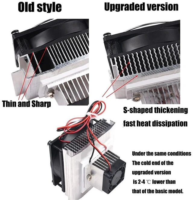 Alt view image 7 of 10 - Mini Air Conditioner DC 12V DIY Thermoelectric Peltier Refrigeration Cooling System Heat Sink + 12V 78W Switch Power Supply Driver + Thermometer with Probe