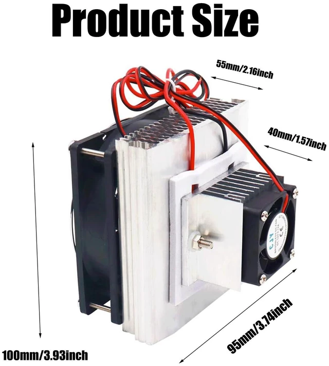 Alt view image 10 of 10 - Mini Air Conditioner DC 12V DIY Thermoelectric Peltier Refrigeration Cooling System Heat Sink + 12V 78W Switch Power Supply Driver + Thermometer with Probe