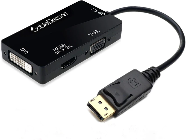 Alt view image 8 of 14 - CableDeconn DisplayPort 1.2 to HDMI 4K DVI VGA 3 in 1 Multi-Function Cable Adapter Converter