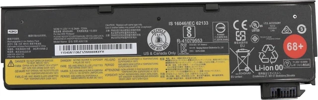Alt view image 6 of 10 - 45N1136 Battery 72Wh Replacement for Lenovo ThinkPad P50s A275 W550s X240 X250 X260 X270 L450 L450S L460 L470 T440 T440s T450 T450s T460 T460p T470p T550 T560 Series 45N1738 45N1134 68+ 11.1V