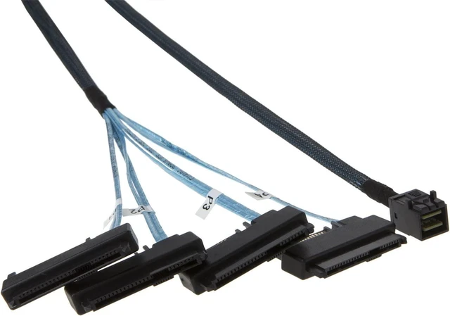 Alt view image 6 of 8 - SFF-8643 to SFF-8482 Cord, CableCreation Internal Mini SAS SFF-8643 to 4 X 29 Pin SFF-8482 Ada with SAS 15 Pin Power Port, 1.6FT, 0.5M