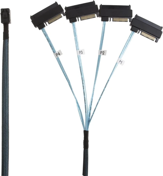 Alt view image 8 of 8 - SFF-8643 to SFF-8482 Cord, CableCreation Internal Mini SAS SFF-8643 to 4 X 29 Pin SFF-8482 Ada with SAS 15 Pin Power Port, 1.6FT, 0.5M