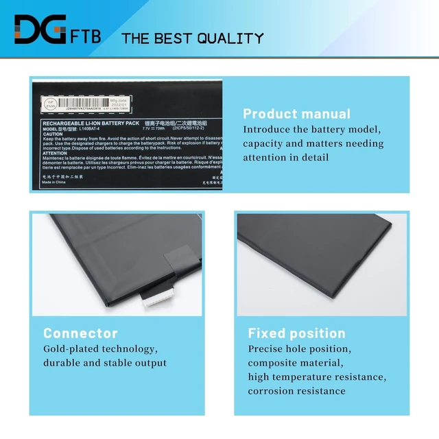 Alt view image 12 of 12 - L140BAT-4 6-87-L140S-72B01 Laptop Battery for Lemp9 System76 Darter Pro 2021 L140CU L141CU L140MU L141MU 2ICP5/50/112 for Schenker VIA 14 Late 2020,THUNDEROBOT MixBook Air(7.7V 73Wh/9350mAh)