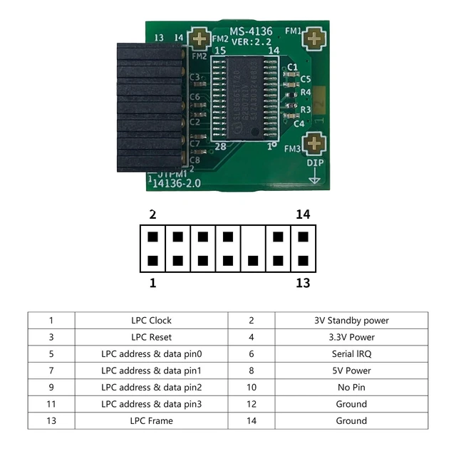 Alt view image 8 of 10 - TPM2.0 Module LPC 14Pin for Infineon SLB9665 for MSI Motherboard Compatible with TPM 2.0 Module MS-4136