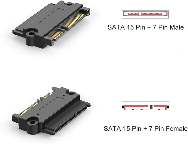 Alt view image 7 of 10 - CableCreation 2-Pack SATA 22Pin (7+15 Pin) Male to SATA 22 Pin (7+15Pin) Female Adapter Converter, SATA Male to Female Adapter
