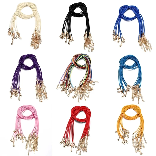 Alt view image 2 of 7 - Leather Necklace Cord with Clasps 100pcs 1.5mm Handmade Leather with Lobster Clasp String Cord Adjustable Braided Rope for DIY Necklaces Pendant Charms Findings(White)