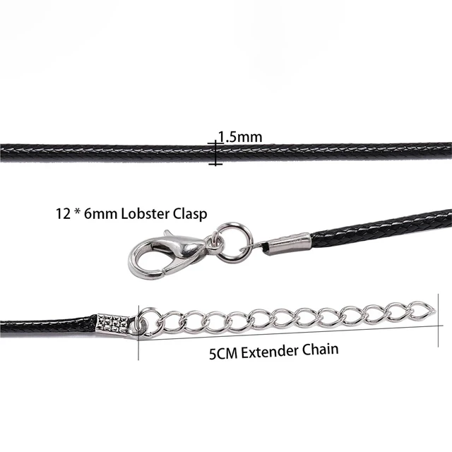 Alt view image 3 of 7 - Leather Necklace Cord with Clasps 100pcs 1.5mm Handmade Leather with Lobster Clasp String Cord Adjustable Braided Rope for DIY Necklaces Pendant Charms Findings(White)