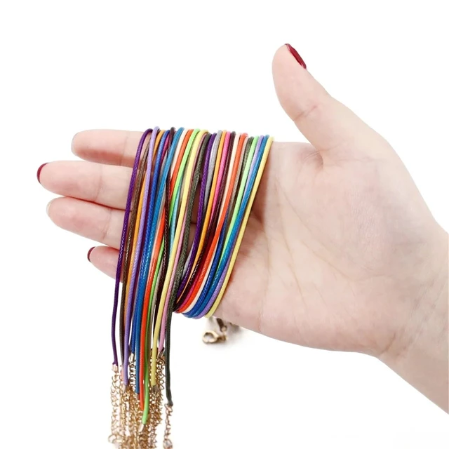 Alt view image 4 of 7 - Leather Necklace Cord with Clasps 100pcs 1.5mm Handmade Leather with Lobster Clasp String Cord Adjustable Braided Rope for DIY Necklaces Pendant Charms Findings(White)