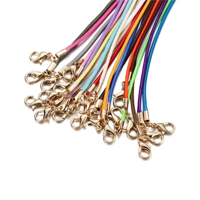 Alt view image 7 of 7 - Leather Necklace Cord with Clasps 100pcs 1.5mm Handmade Leather with Lobster Clasp String Cord Adjustable Braided Rope for DIY Necklaces Pendant Charms Findings(White)
