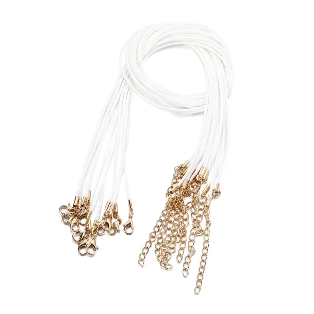 Main image of Leather Necklace Cord with Clasps 100pcs 1.5mm Handmade Leather with Lobster Clasp String Cord Adjustable Braided Rope for DIY Necklaces Pendant Charms Findings(White)