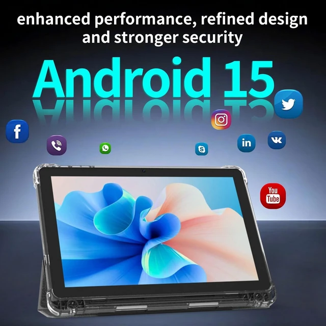 Alt view image 7 of 10 - Android 15 Tablet 10 inch Tablets, 20GB RAM 128GB ROM 2TB Expand, 2.0Ghz CPU Quad-Core Processor Tablet PC with Case and Stylus, 5G WiFi6, BT5.0, 6000mAh Battery, Dual Camera, Widevine L1, GMS, Black