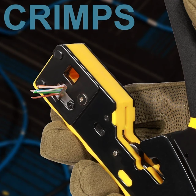 Alt view image 12 of 14 - RJ45 Crimp Tool Kit, Ethernet Pass Through Crimper, Network Tool Kit, Cat5 Cat5e Cat6 Crimping Tool Repair Kit Includes Cable Tester, Mini Stripper, Blades, 50Pcs Connectors and Strain Relief Boots