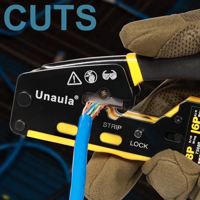 Alt view image 13 of 14 - RJ45 Crimp Tool Kit, Ethernet Pass Through Crimper, Network Tool Kit, Cat5 Cat5e Cat6 Crimping Tool Repair Kit Includes Cable Tester, Mini Stripper, Blades, 50Pcs Connectors and Strain Relief Boots