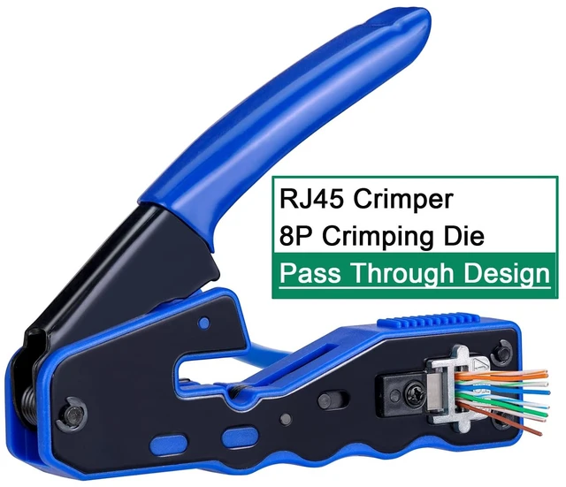 Alt view image 9 of 12 - RJ45 Crimp Tool Kit, Ethernet Crimping Tool Kit for Pass Through RJ45 Connectors, Ethernet Crimper with Cat 6 Connectors (Cat5 Cat5e Cat6 Crimping Tool Kit)