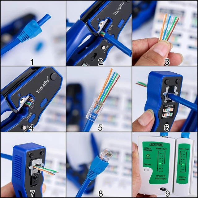 Alt view image 12 of 12 - RJ45 Crimp Tool Kit, Ethernet Crimping Tool Kit for Pass Through RJ45 Connectors, Ethernet Crimper with Cat 6 Connectors (Cat5 Cat5e Cat6 Crimping Tool Kit)