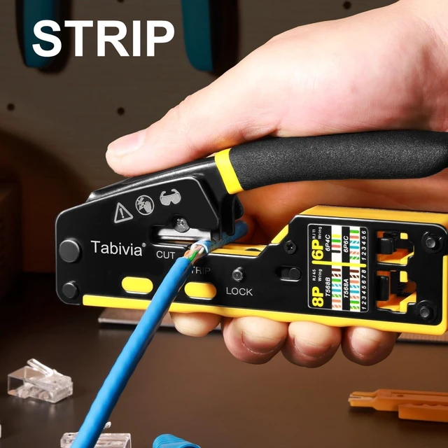 Alt view image 10 of 14 - RJ45 Crimp Tool Pass Through Ethernet Crimping Tool Kit Cat6 Cat5e Cat5 RJ45 Ethernet Crimper Kit