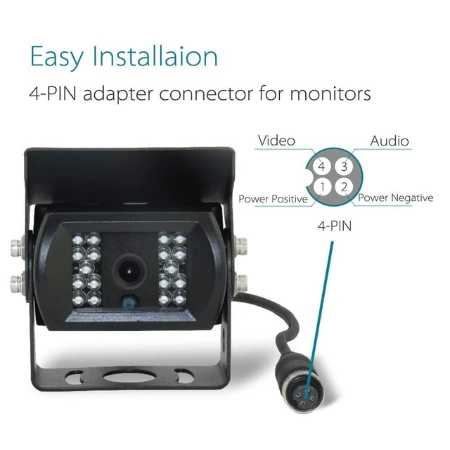 Alt view image 7 of 10 - Backup Camera with 4-Pin Connector for Truck Rear View System, Universal Connector, High Level Waterproof and Superior 18 Infrared LED Night Vision