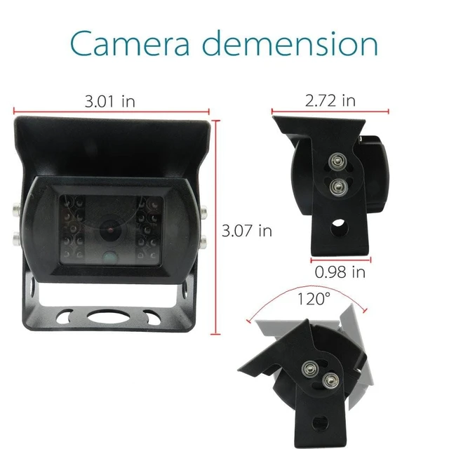 Alt view image 8 of 10 - Backup Camera with 4-Pin Connector for Truck Rear View System, Universal Connector, High Level Waterproof and Superior 18 Infrared LED Night Vision