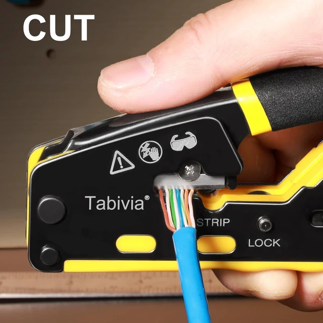 Alt view image 11 of 14 - RJ45 Crimp Tool Pass Through Ethernet Crimping Tool Kit Cat6 Cat5e Cat5 RJ45 Ethernet Crimper Kit