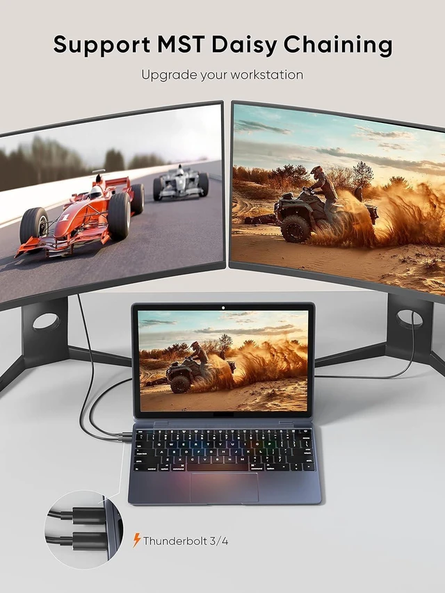 Alt view image 9 of 14 - CableCreation 8K USB C to DisplayPort 1.4 Cable 6FT (8K@60Hz 4K@144Hz 2K@240Hz HDR) Type-C (Thunderbolt 3/4) to DP Cable 32.4Gbps Compatible with iPhone 16 15 Pro Max MacBook Pro/Air iPad XPS Galaxy