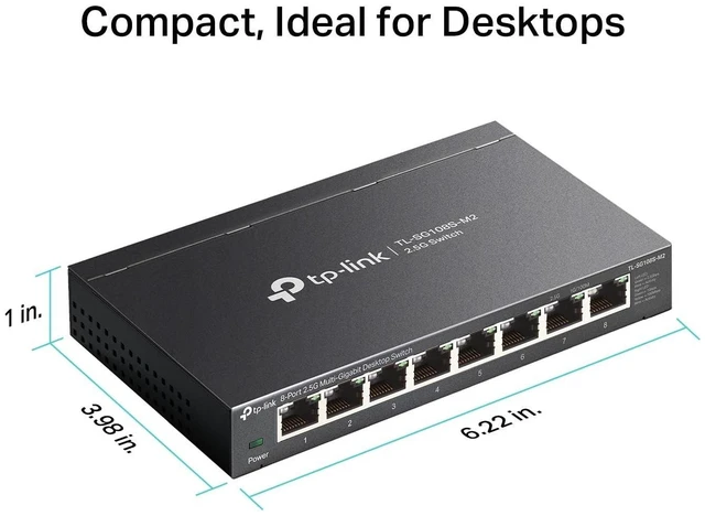 Alt view image 9 of 10 - TP-Link TL-SG108S-M2 ^^ 8-Port Multi-Gigabit 2.5G Ethernet Switch ^^ Unmanaged Network Switch ^^ Ethernet Splitter ^^ Plug & Play ^^ Desktop/Wall Mount ^^ Silent Operation