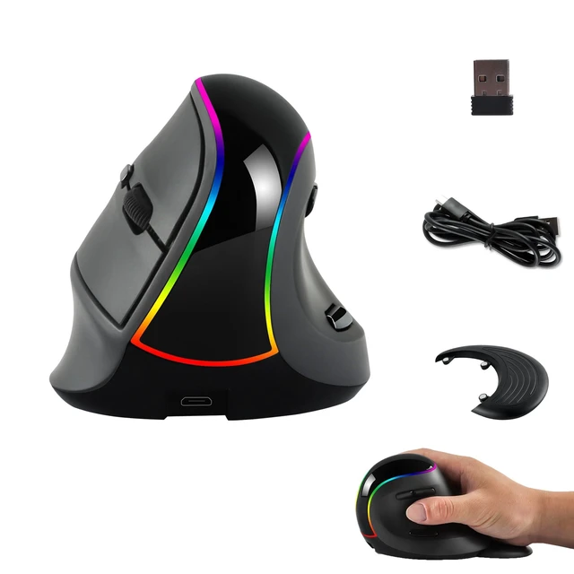 Alt view image 6 of 10 - RGB Vertical Mouse 2.4G Wireless Bluetooth Wired Tri-Mode Ergonomic Mouse with Removable Palm Rest Portable Rechargeable Optical Mouse with LED Light for Laptop PC Desktop Notebook Tablet Adult Gifts