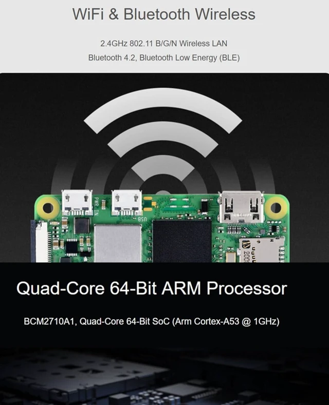 Alt view image 10 of 12 - Pi Zero 2 WH-Pi Zero 2 W with Color Pre Soldered Header, 1GHz Quad-Core Arm Cortex-A53 CPU, WiFi & Bluetooth 4.2 BLE, Five Times Faster