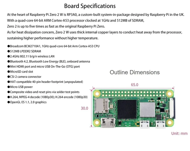 Alt view image 11 of 12 - Pi Zero 2 WH-Pi Zero 2 W with Color Pre Soldered Header, 1GHz Quad-Core Arm Cortex-A53 CPU, WiFi & Bluetooth 4.2 BLE, Five Times Faster