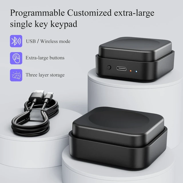 Alt view image 7 of 10 - Sanpyl Big Programmable Macro One Handed Single Keyboard, Bluetooth 2.4GHz Wired 3 Mode Game Keypad Copy Paste Work Single Key Keypad
