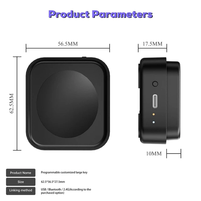 Alt view image 8 of 10 - Sanpyl Big Programmable Macro One Handed Single Keyboard, Bluetooth 2.4GHz Wired 3 Mode Game Keypad Copy Paste Work Single Key Keypad