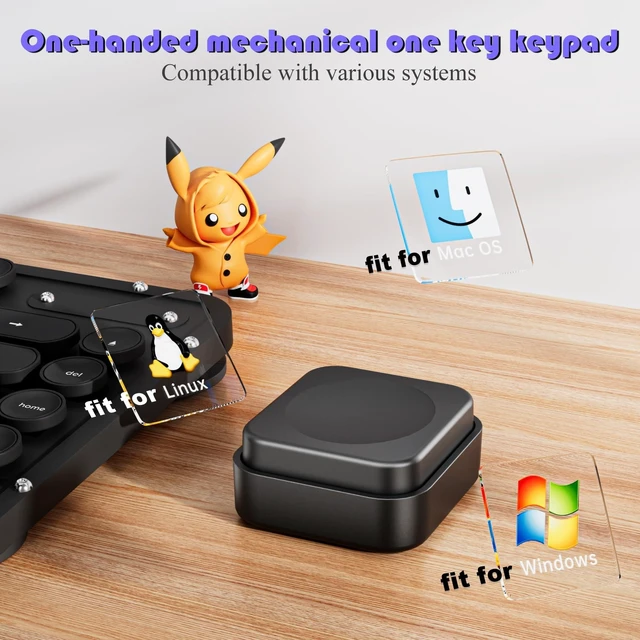 Alt view image 10 of 10 - Sanpyl Big Programmable Macro One Handed Single Keyboard, Bluetooth 2.4GHz Wired 3 Mode Game Keypad Copy Paste Work Single Key Keypad