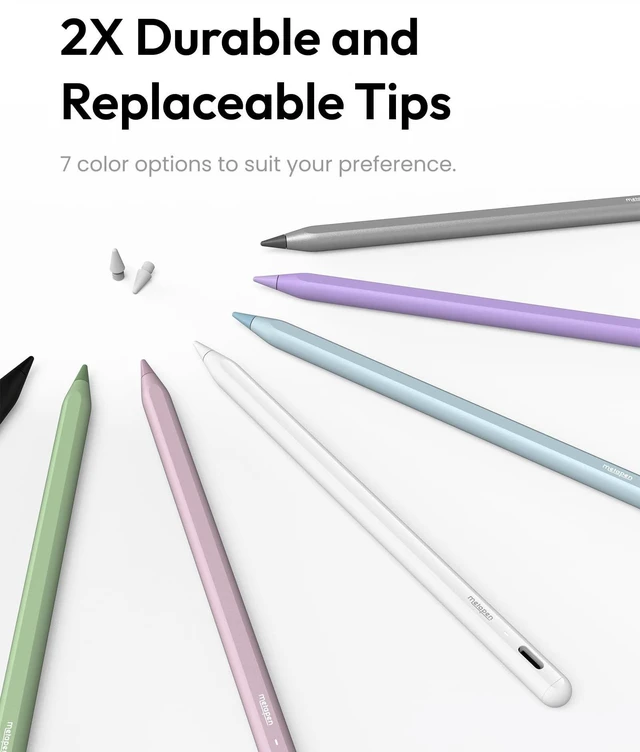 Alt view image 10 of 10 - Metapen Pencil A8 for Apple iPad 2018-2025, (2X Faster Charge), Tilt Sensitivity, Pixel Precision, Stylus Pen for iPad 11/10/9/8/7/6th Gen, Pro 12.9/11/13-inch M4, Air 3/4/5/M2/M3, Mini 5/6th, Blue