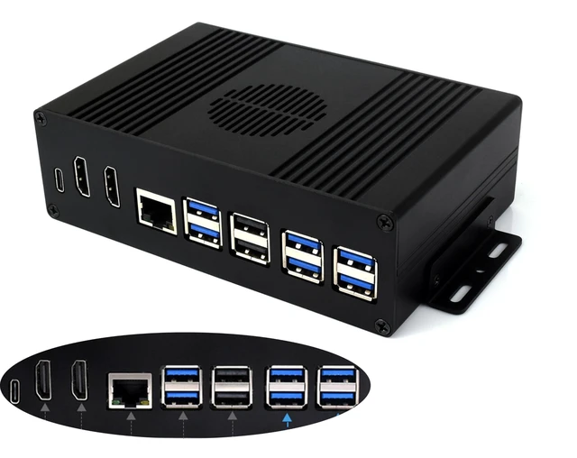 Alt view image 6 of 10 - Multi-Functional All-in-One Mini-Computer Kit Compatible with Raspberry Pi 5, Pi5 PCIe Box Includes Aluminum Alloy Case, PCIe to 4-CH USB3.2 Gen1 Adapter Board, Pi5 HDMI and Type-C Adapter Board