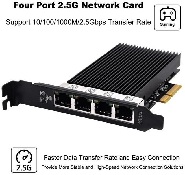 Alt view image 7 of 10 - 2.5G PCIe Ethernet Card with Intel I226 Chip, 2500Mbps Gigabit Network Adapter to PCIE X4 X8 X16 NIC for Windows 10/11, Windows Server 2019/2022; Linux