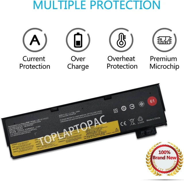 Alt view image 11 of 14 - 01AV423 01AV424 01AV422 SB10K97579 SB10K97581 11.4V 24Wh 2080mAh Laptop Battery Compatible with Lenovo ThinkPad T470 T570 A475 A485 T480 T580 P51S P52S TP25 61 Series Notebook
