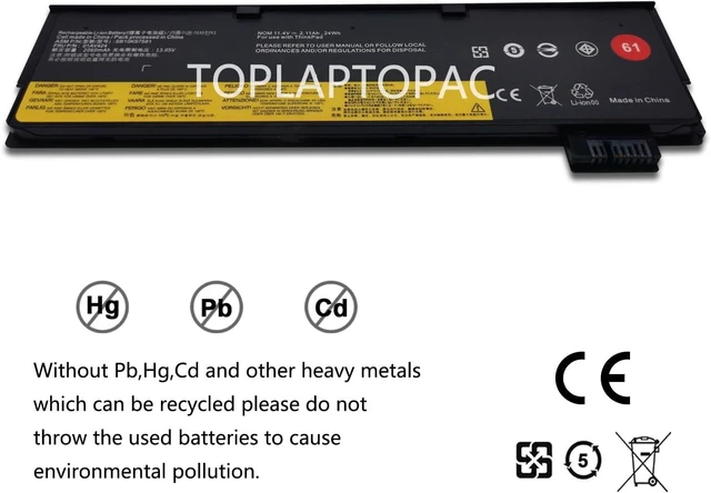 Alt view image 12 of 14 - 01AV423 01AV424 01AV422 SB10K97579 SB10K97581 11.4V 24Wh 2080mAh Laptop Battery Compatible with Lenovo ThinkPad T470 T570 A475 A485 T480 T580 P51S P52S TP25 61 Series Notebook