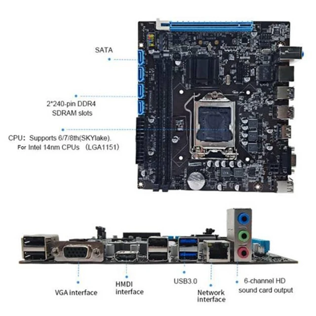 Alt view image 10 of 12 - H110 Computer Motherboard Supports LGA1151 6/7 Generation CPU Dual-Channel DDR4 RAM+G3900 CPU+SATA Cable+Thermal Grease