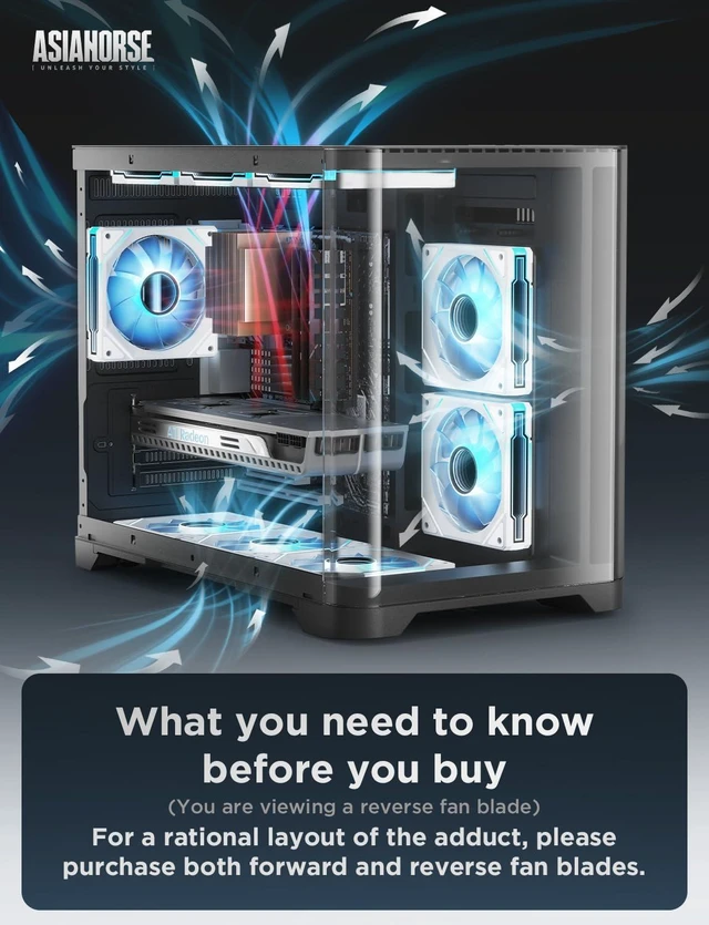 Alt view image 7 of 10 - AsiaHorse AMICI-5GT RGB PC Fans, Infinity Mirror ARGB Fans HDB Bearing Fan Speeds Up to 1800 RPM with 24 LED Lights, Reverse Blade Fan Compatible Motherboard Aura SYNC (Not Wireless Connection)