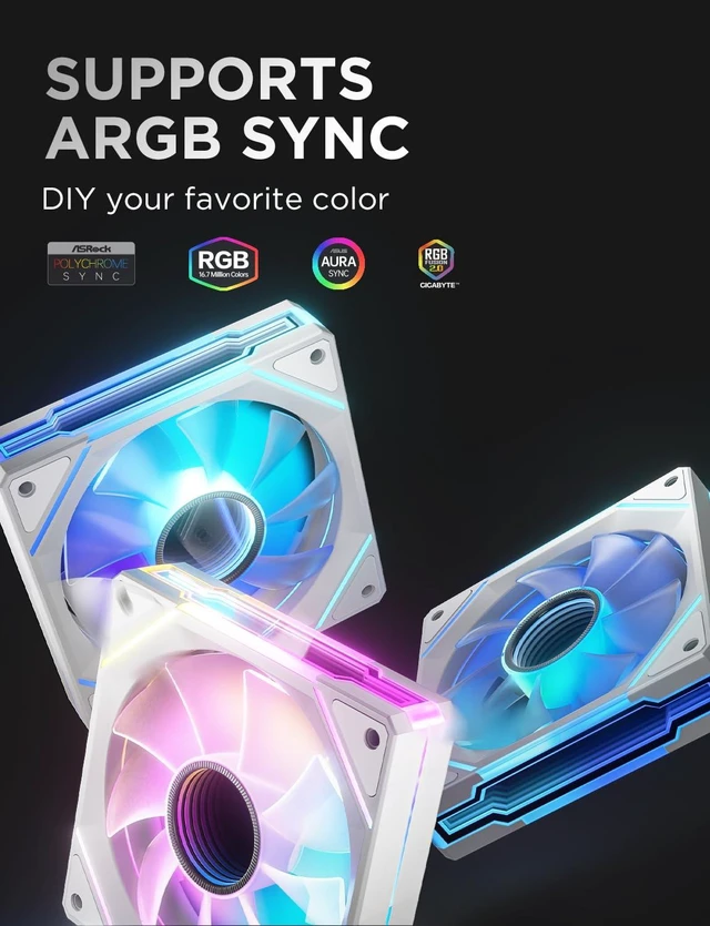 Alt view image 10 of 10 - AsiaHorse AMICI-5GT RGB PC Fans, Infinity Mirror ARGB Fans HDB Bearing Fan Speeds Up to 1800 RPM with 24 LED Lights, Reverse Blade Fan Compatible Motherboard Aura SYNC (Not Wireless Connection)