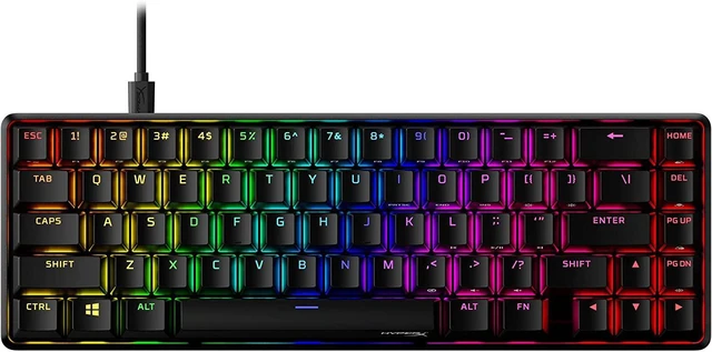 Alt view image 8 of 14 - HyperX Alloy Origins 65 - Mechanical Gaming Keyboard Compact 65% Form Factor - Linear Red Switch - Double Shot PBT Keycaps - RGB LED Backlit - NGENUITY Software Compatible
