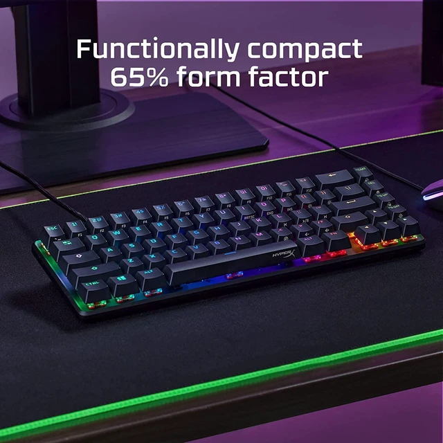 Alt view image 11 of 14 - HyperX Alloy Origins 65 - Mechanical Gaming Keyboard Compact 65% Form Factor - Linear Red Switch - Double Shot PBT Keycaps - RGB LED Backlit - NGENUITY Software Compatible