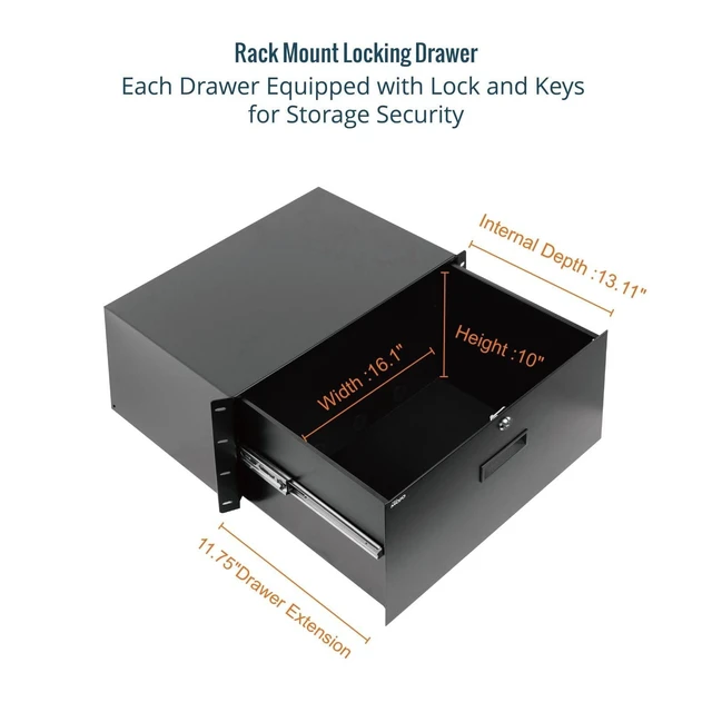 Alt view image 8 of 10 - Tecmojo 6U Rack Drawer,Rack Mount Drawer for 19in Network Equipment/Server/AV Rack or Cabinet Enclosure,Sliding and Lockable Server Rack Drawer - Load-Bearing 44lb (20kg),with Cable Management Holes