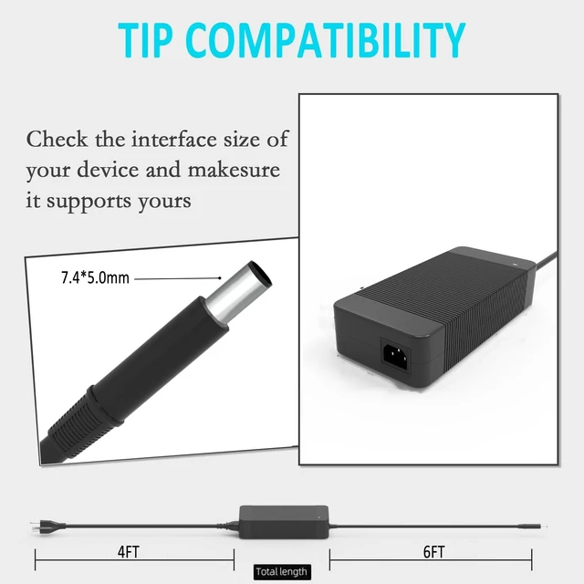 Alt view image 8 of 10 - Compatible with 330W Alienware Laptop Charger for Dell Alienware M18 X16 M16 M17 R2 R4 R5,Dell G16 7630 G15 5530 Alienware M18x X17 R1 R2 GT1CX C6PGW GMTM Area-51m Gaming 7.4mm Power Supply Adapter